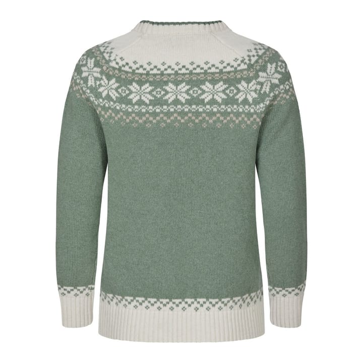 Gridarmor Snøkrystall Round Neck Ullgenser Wmn Green/White/Beige Gridarmor