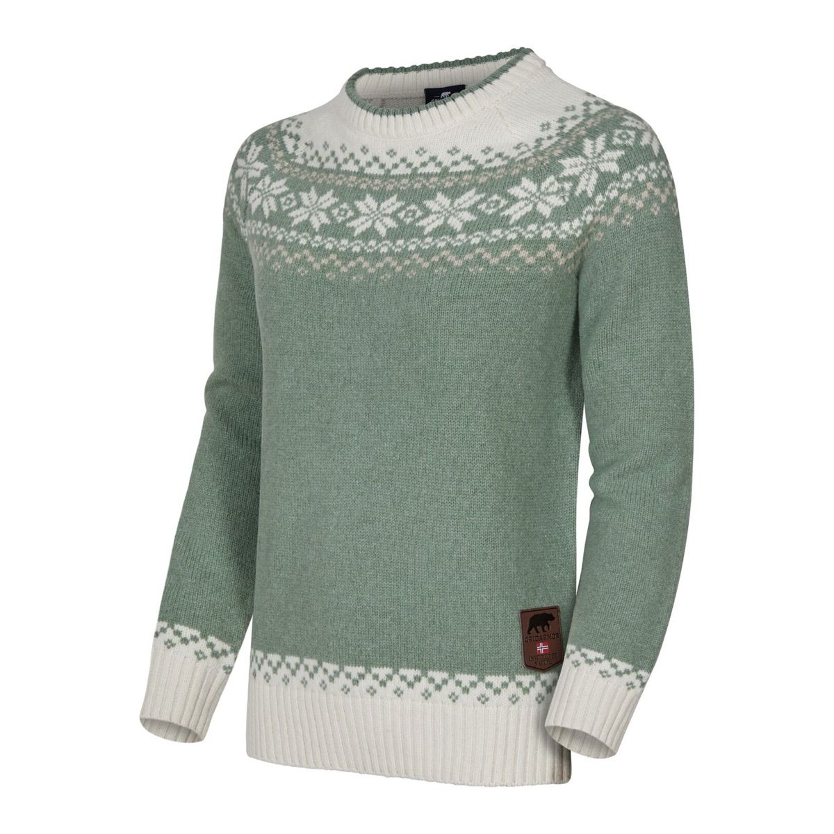 Gridarmor Snøkrystall Round Neck Ullgenser Wmn Green/White/Beige