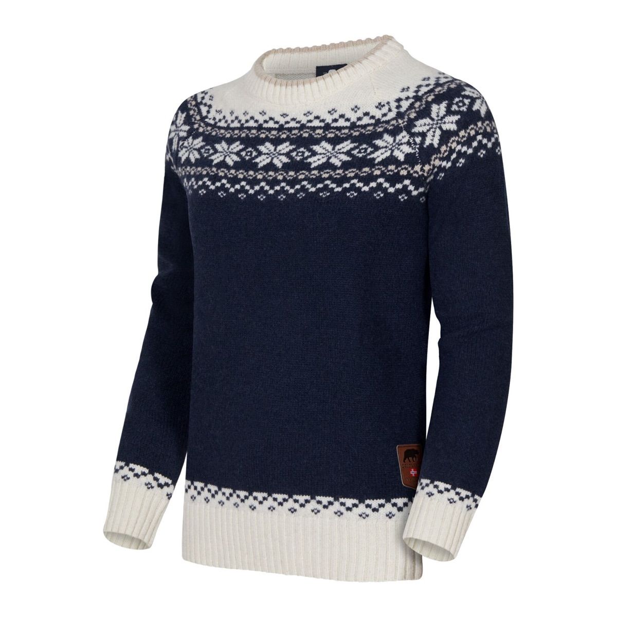 Gridarmor Snøkrystall Round Neck Ullgenser Wmn Navy Blue/Beige/White