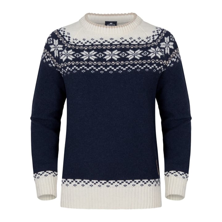 Gridarmor Snøkrystall Round Neck Ullgenser Wmn Navy Blue/Beige/White Gridarmor