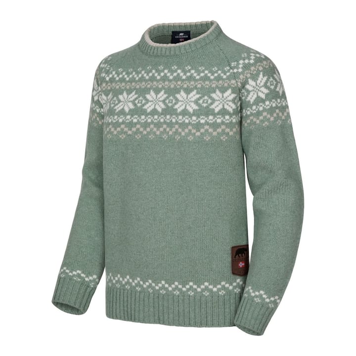 Gridarmor Kids' Snøkrystall Round Neck Ullgenser Green/White/Beige Gridarmor