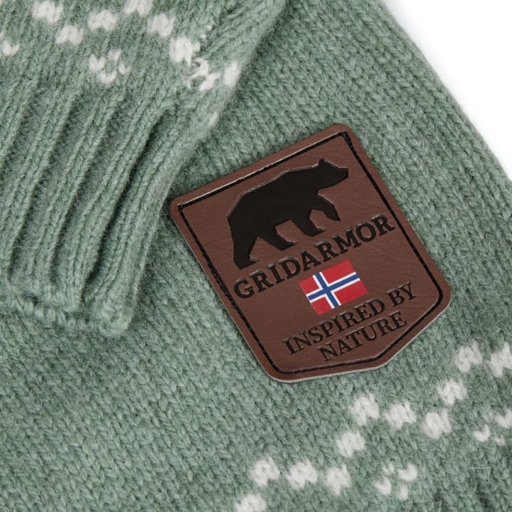 Gridarmor Kids' Snøkrystall Round Neck Ullgenser Green/White/Beige Gridarmor