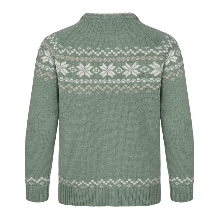 Gridarmor Kids' Snøkrystall Round Neck Ullgenser Green/White/Beige Gridarmor