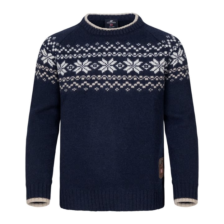 Gridarmor Kids' Snøkrystall Round Neck Ullgenser Navy/White/Beige Gridarmor