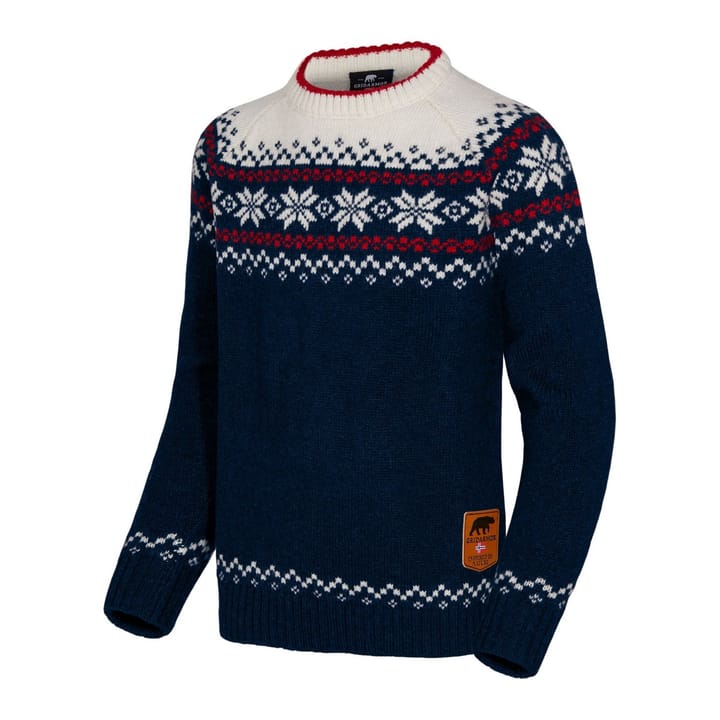 Gridarmor  Kids' Snøkrystall Ullgenser Navy/White/Red Gridarmor