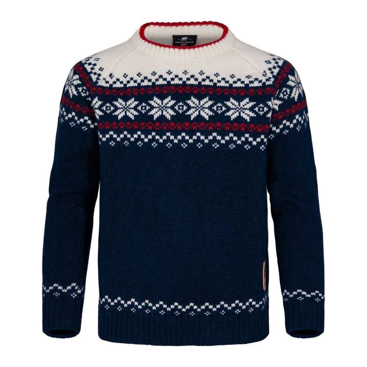 Gridarmor  Kids' Snøkrystall Ullgenser Navy/White/Red Gridarmor