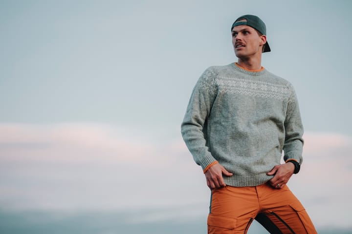 Gridarmor Men's Snøkrystall Ullgenser Mid Grey Melange Gridarmor