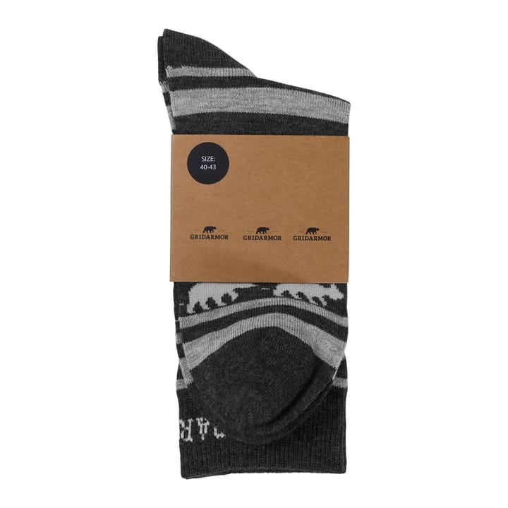 Gridarmor Striped Bear Merino Socks Dark Grey Melange Gridarmor