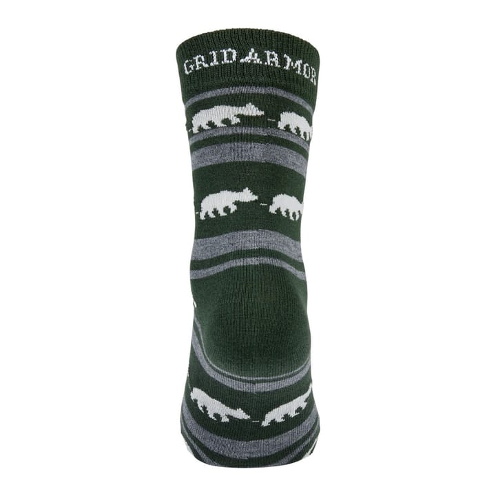 Gridarmor Striped Bear Merino Socks Green/Grey/White Gridarmor