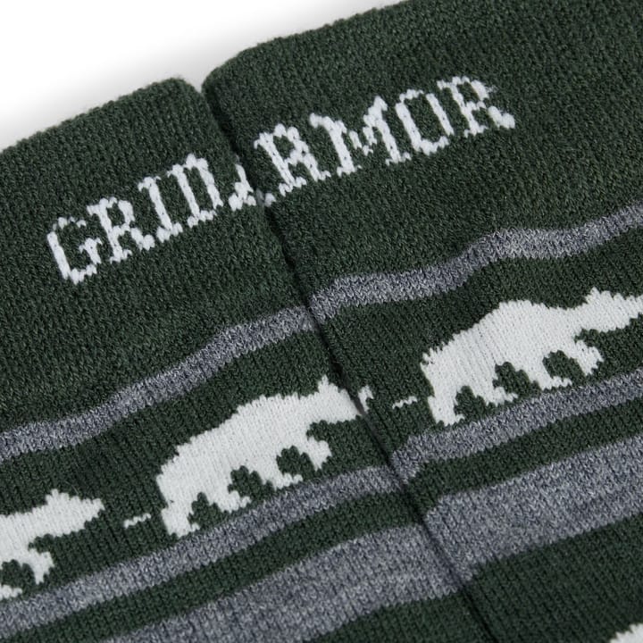 Gridarmor Striped Bear Merino Socks Green/Grey/White Gridarmor
