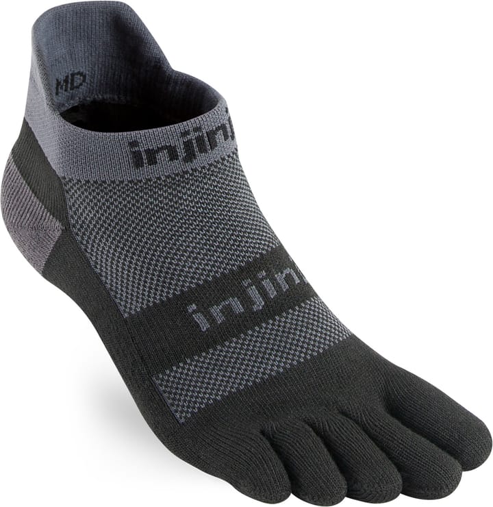 Injinji Men's Run Midweight No Show Coolmax Black Gray Injinji