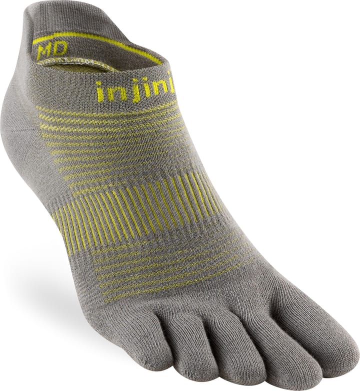 Injinji Men's Run Lightweight No-Show Neon Silver Injinji