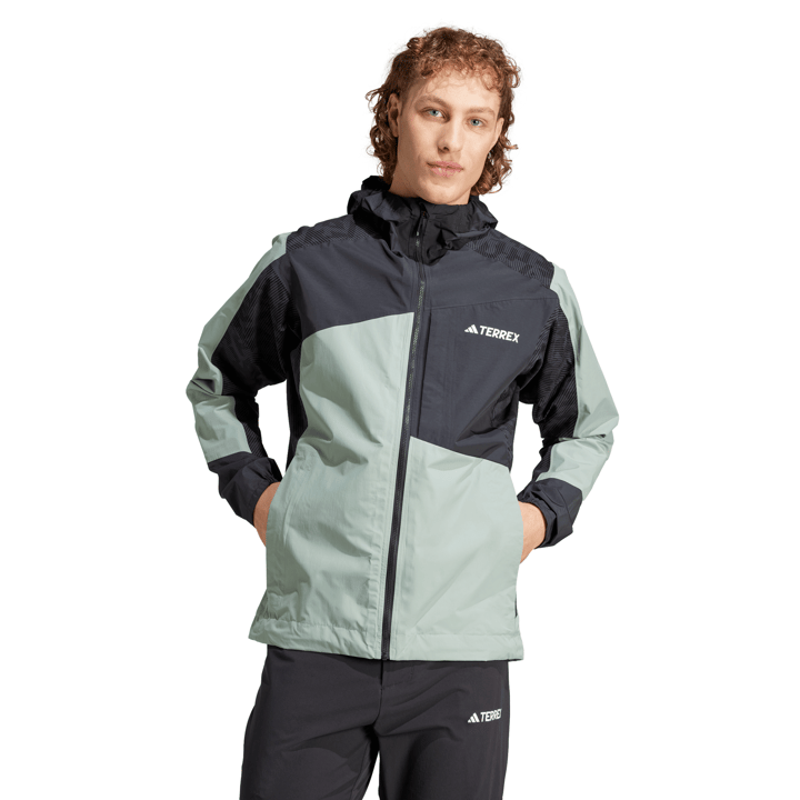 Adidas Men's TERREX Xperior Hybrid Rain Jacket Silver Green/Black Adidas