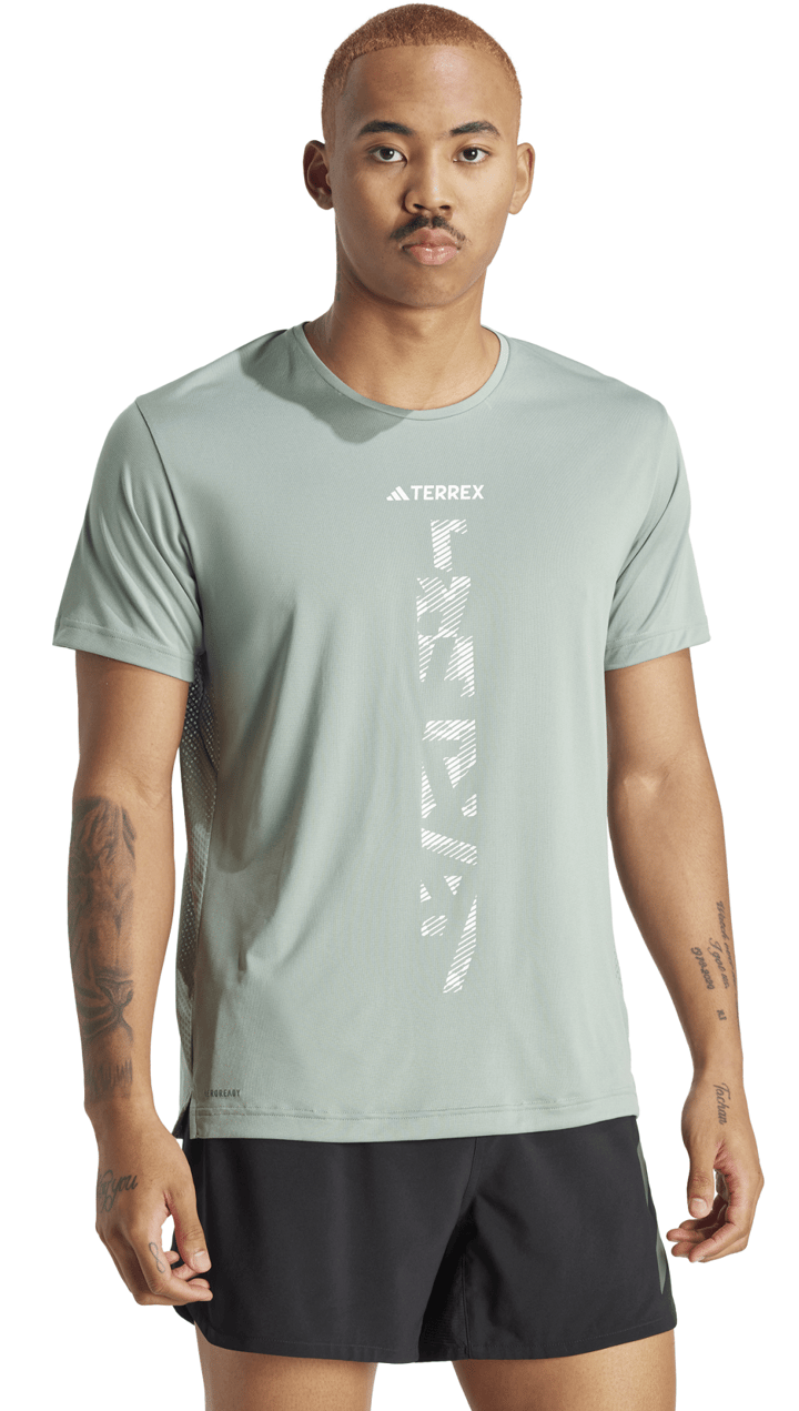 Adidas Men's Terrex Agravic Trail Running T-Shirt Silver Green Adidas