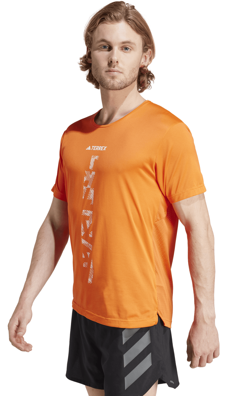 Adidas Men's Terrex Agravic Trail Running T-Shirt Semi Impact Orange/White Adidas