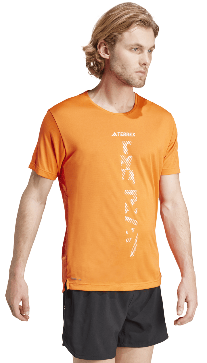 Adidas Men's Terrex Agravic Trail Running T-Shirt Semi Impact Orange/White Adidas