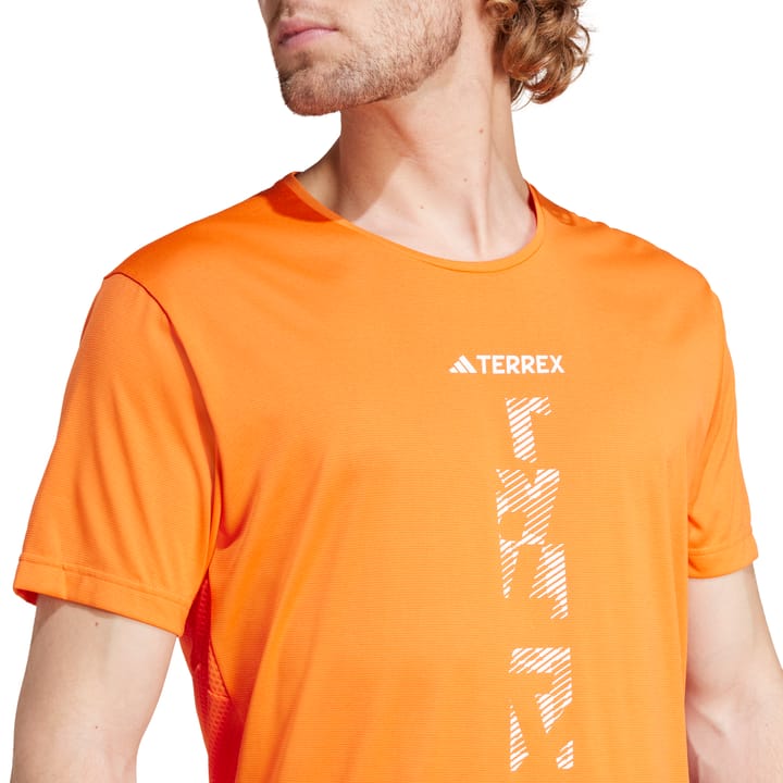 Adidas Men's Terrex Agravic Trail Running T-Shirt Semi Impact Orange/White Adidas