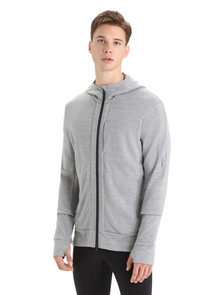 Icebreaker M Quantum III LS Zip Hoodie Metro Hthr/Black Icebreaker