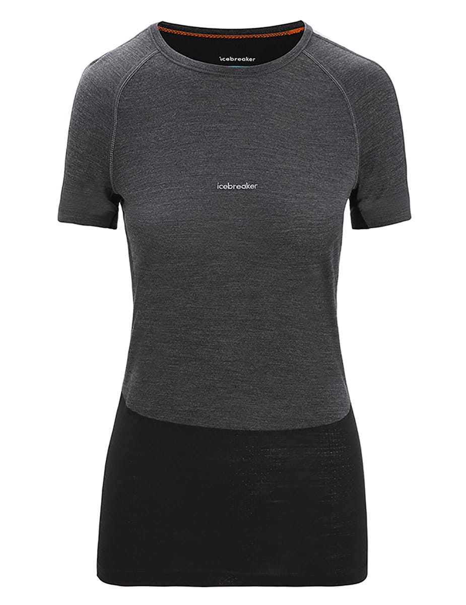 Icebreaker Women's 125 Zoneknit™ Short Sleeve Crewe Jet Heather/Black/Metro Heather/Cb