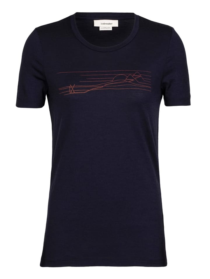 Icebreaker Women Tech Lite II SS Tee Ski Stripes Midnight Navy Icebreaker
