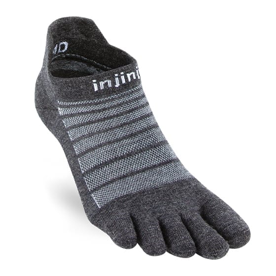 Injinji Sokk Run Lightweight No-Show Nuwool Charcoal Injinji Injinji Sokk Run Lightweight No-Show Nuwool Charcoal Injinji