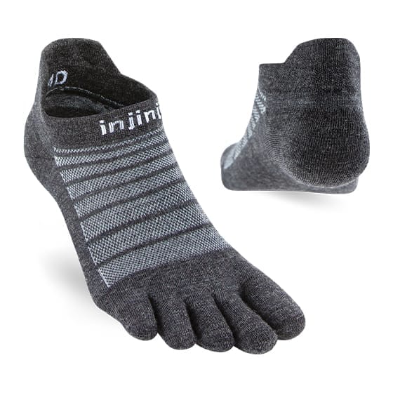 Injinji Sokk Run Lightweight No-Show Nuwool Charcoal Injinji Injinji Sokk Run Lightweight No-Show Nuwool Charcoal Injinji