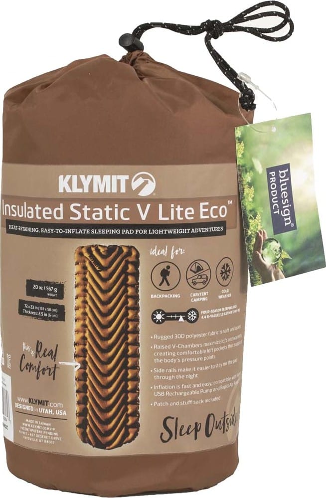 Klymit Insulated Static V Lite Eco Sleeping Pad Orange Klymit