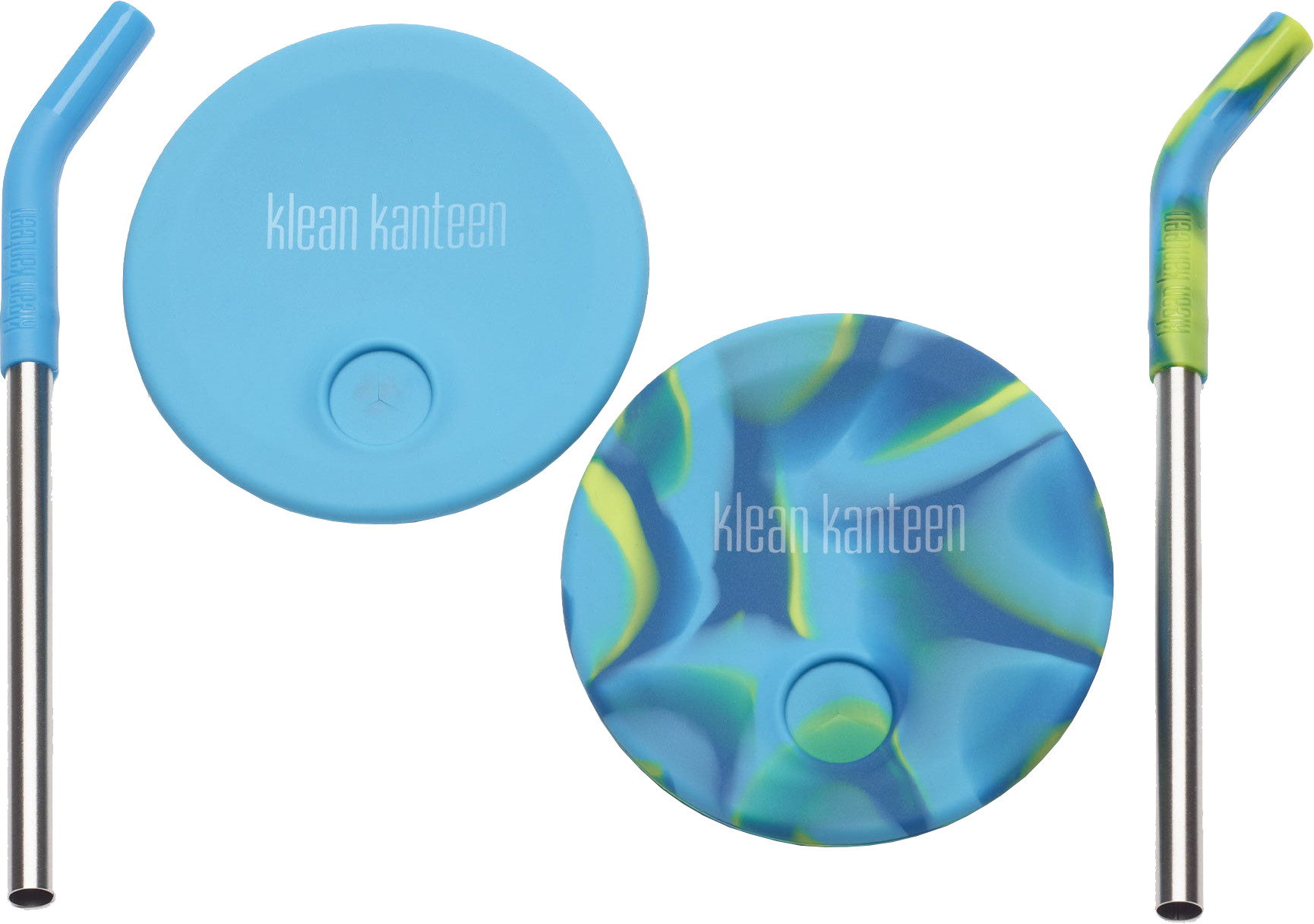 Klean Kanteen Kid Cup Straw Lid 2-Pack Blue Tie Dye Serveringsutstyr OneSize