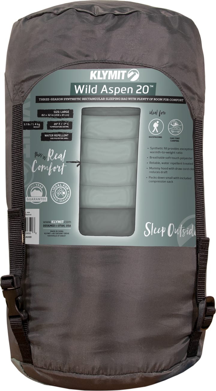 Klymit Wild Aspen 20 Rectangle Sleeping Bag Green Klymit