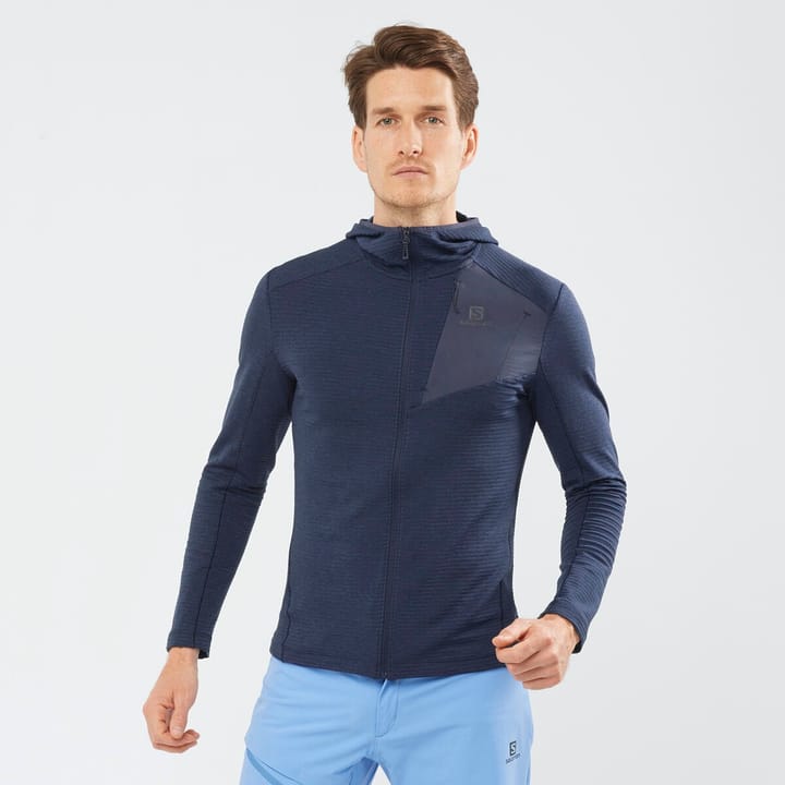 Salomon Men's Outline Full Zip Hoodie Mood Indigo Salomon Salomon Men's Outline Full Zip Hoodie Mood Indigo Salomon