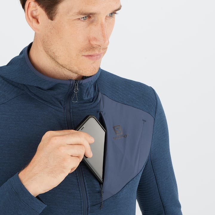 Salomon Men's Outline Full Zip Hoodie Mood Indigo Salomon Salomon Men's Outline Full Zip Hoodie Mood Indigo Salomon