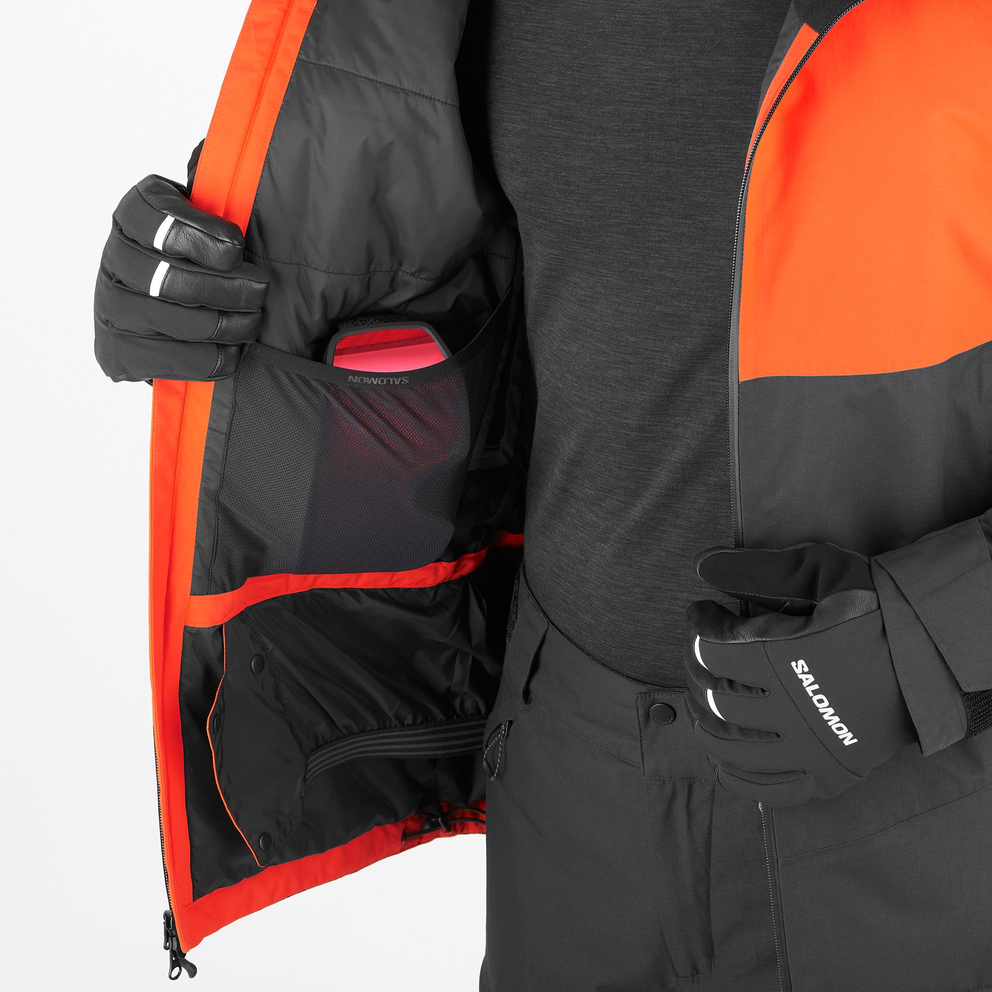 Salomon Men's Transfer Puff Jacket Cherry Tomato/Deep Black | Buy