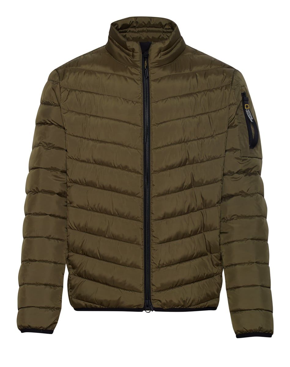 National Geographic No Goose Puffer Jacket Stand Up Collar Olive