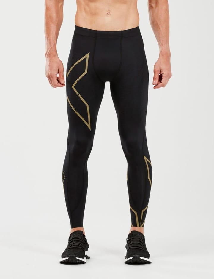 2XU Men's MCS Run Compression Tights Black/Gold Reflective 2XU