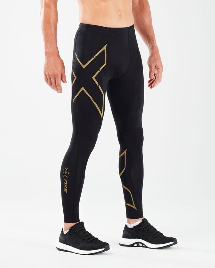 2XU Men's MCS Run Compression Tights Black/Gold Reflective 2XU