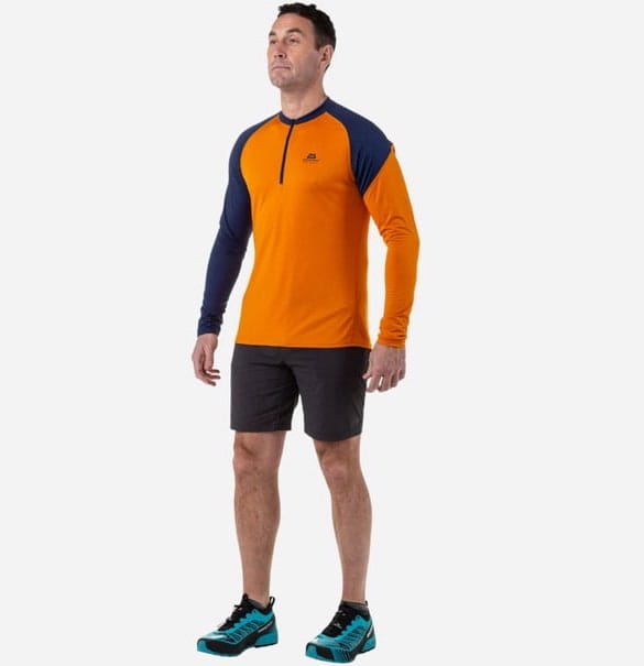 Mountain Equipment Men's Nava Long Sleeve Zip T Orangepepper/Medieval Mountain Equipment Mountain Equipment Men's Nava Long Sleeve Zip T Orangepepper/Medieval Mountain Equipment