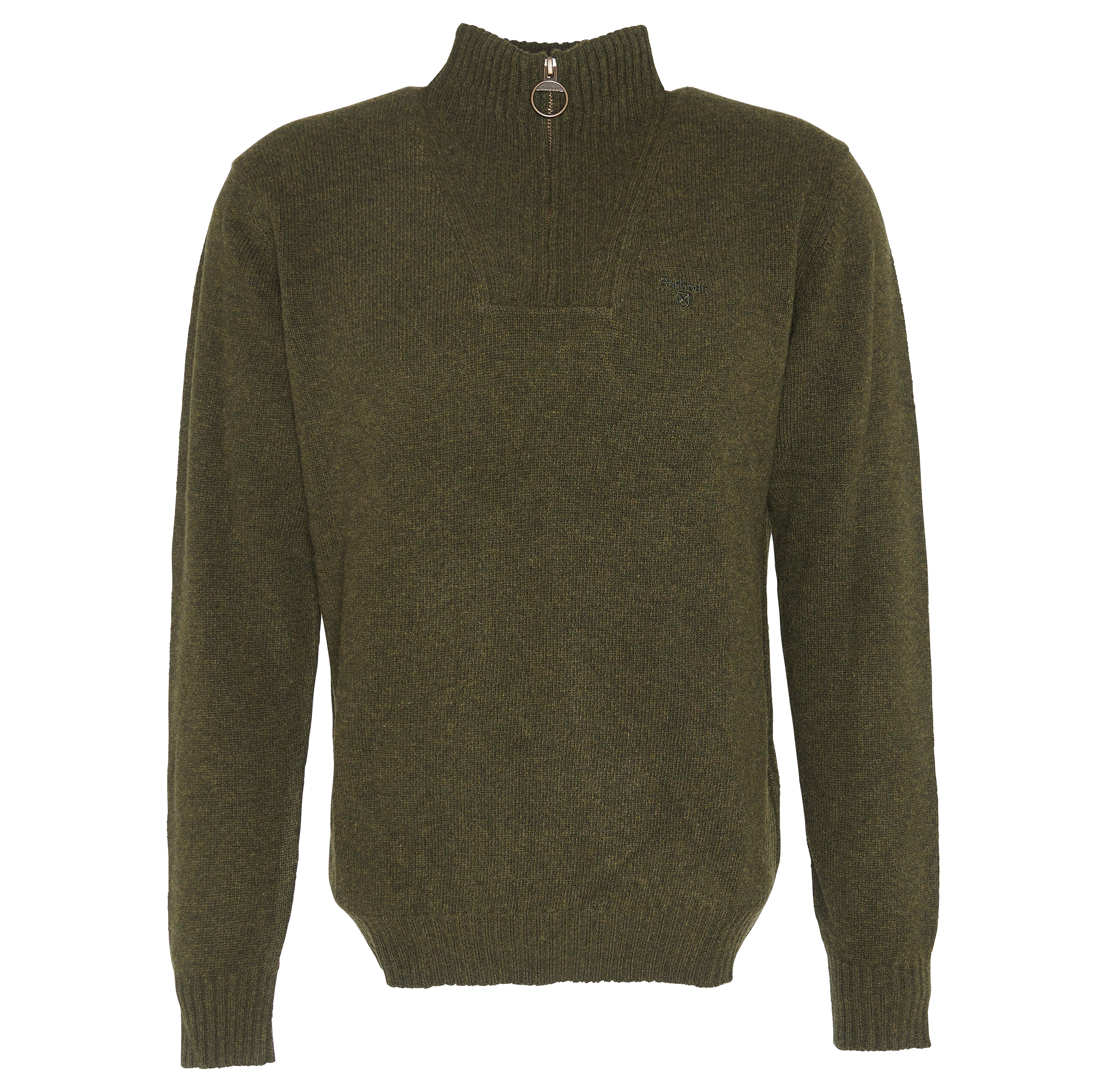 Barbour Men's Essential Lambswool Half Zip Knitted Jumper Seaweed Langermede trøyer XXL