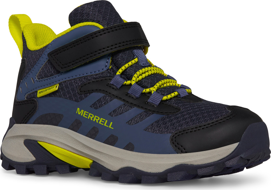 Merrell Kid's Moab Speed Mid 2 A/C Waterproof Vardagskängor Navy/Hi Viz 29