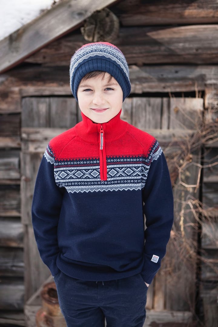 Marius Kids Ullgenser Med Zip Barn Navy Marius Kids