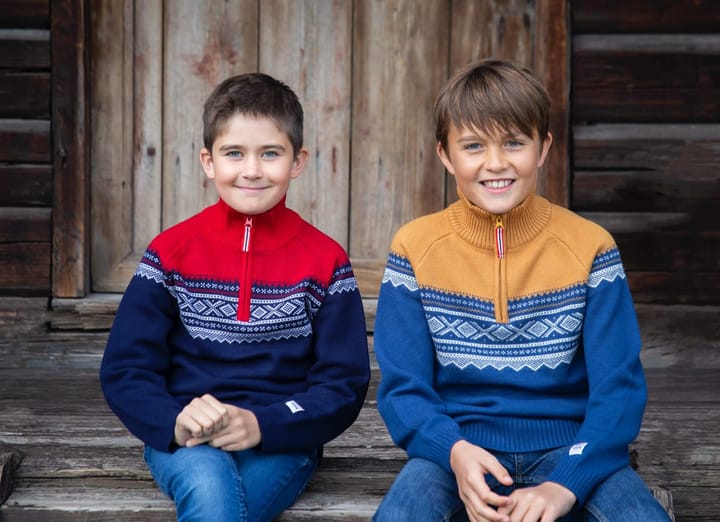 Kids' Wool Sweater with Zip mørk blå Marius Kids