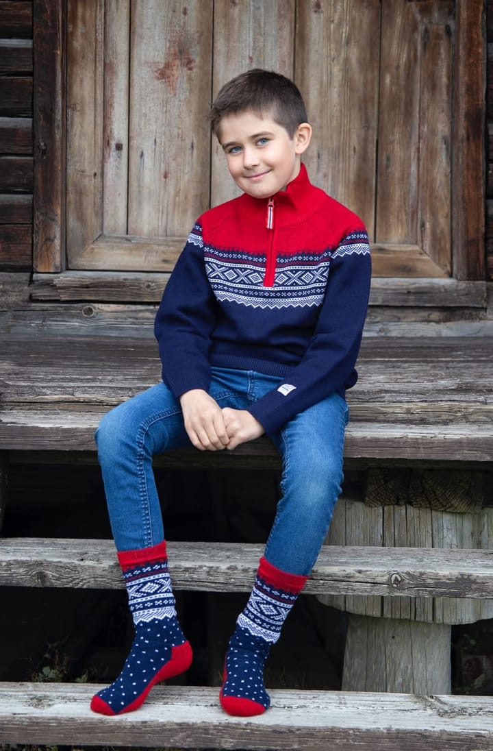 Kids' Wool Sweater with Zip mørk blå Marius Kids