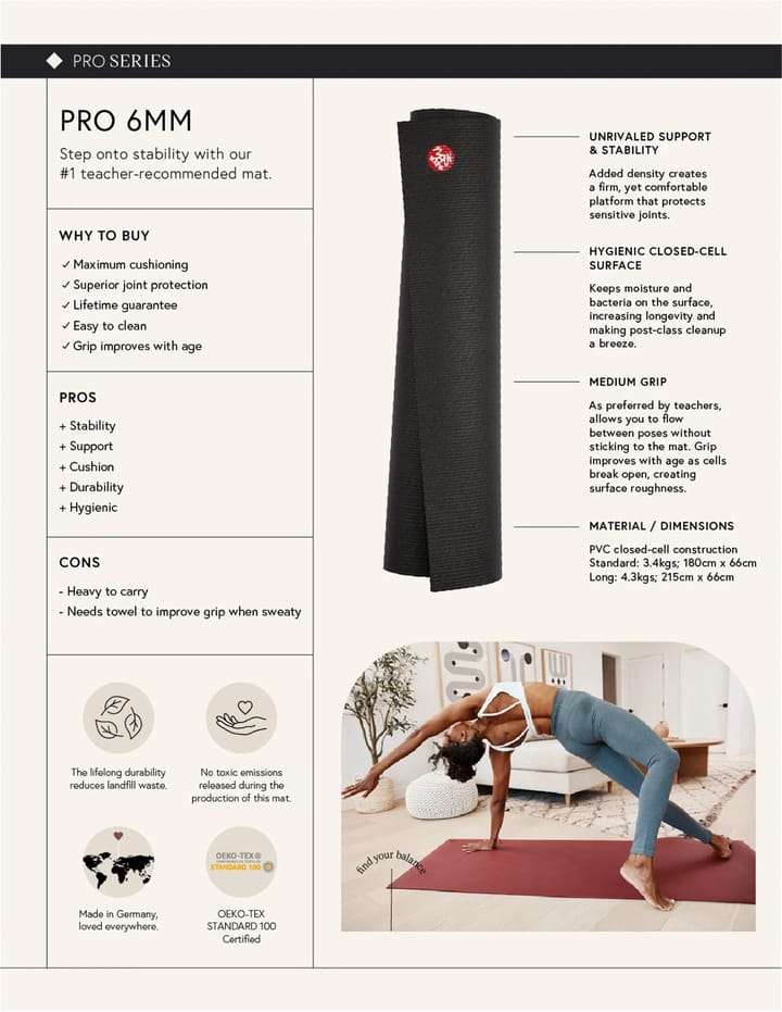 Manduka PRO Yoga Mat 215 Black Manduka Manduka PRO Yoga Mat 215 Black Manduka