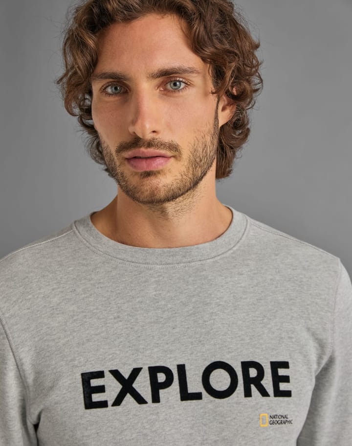 National Geographic Crew Neck With New Characteristic Flag Light Grey Melange National Geographic