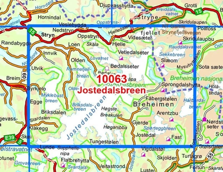 Nordeca Jostedalsbreen Norge-Serien 1:50 000 Turkart Ugland IT