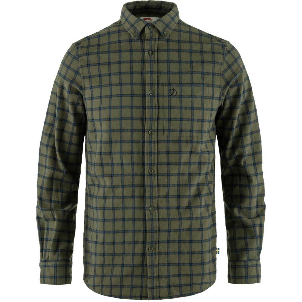 Fjällräven Men's Övik Flannel Shirt Laurel Green-Indigo Blue