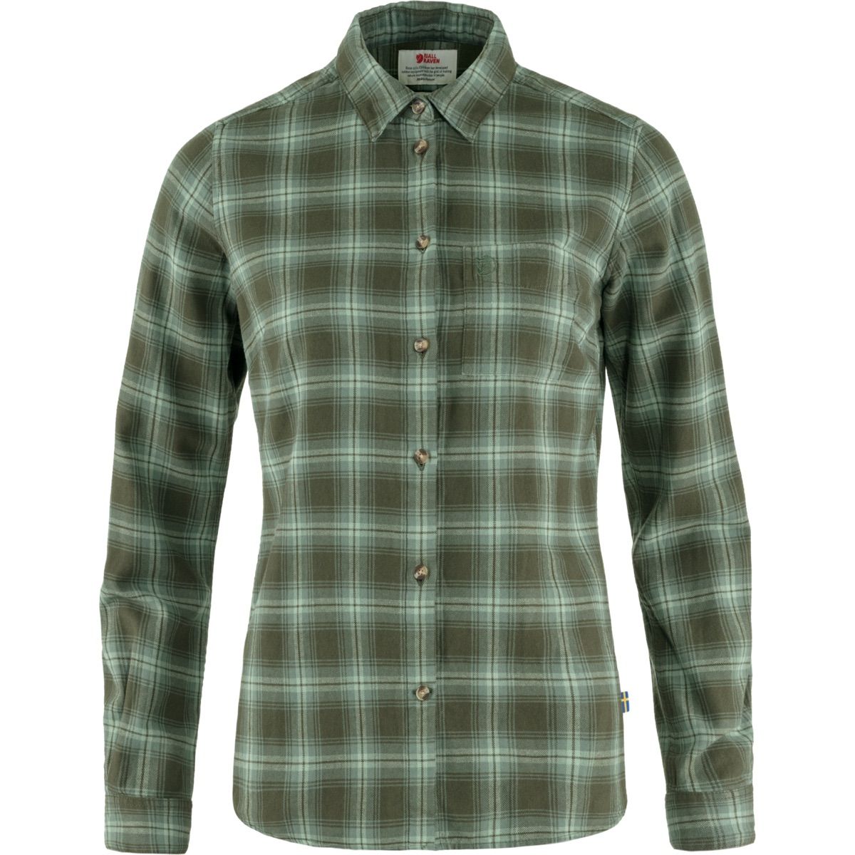 Fjällräven Women's Övik Flannel Shirt Deep Forest-Patina Green