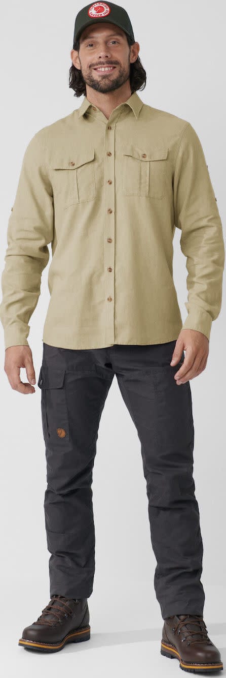 Fjällräven Men's Övik Travel Long Sleeved Shirt Sand Stone Fjällräven