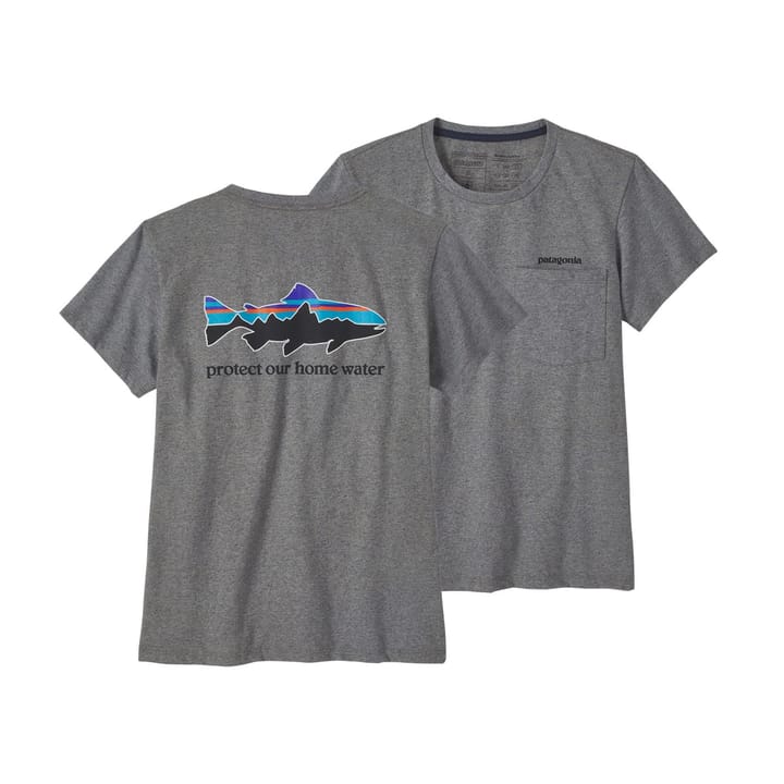 Patagonia W's Home Water Trout Pocket Responsibili-Tee Gravel Heather Patagonia Patagonia W's Home Water Trout Pocket Responsibili-Tee Gravel Heather Patagonia