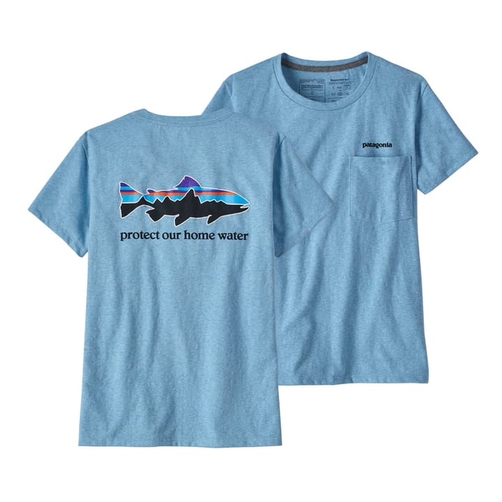 Patagonia W's Home Water Trout Pocket Responsibili-Tee Lago Blue Patagonia Patagonia W's Home Water Trout Pocket Responsibili-Tee Lago Blue Patagonia