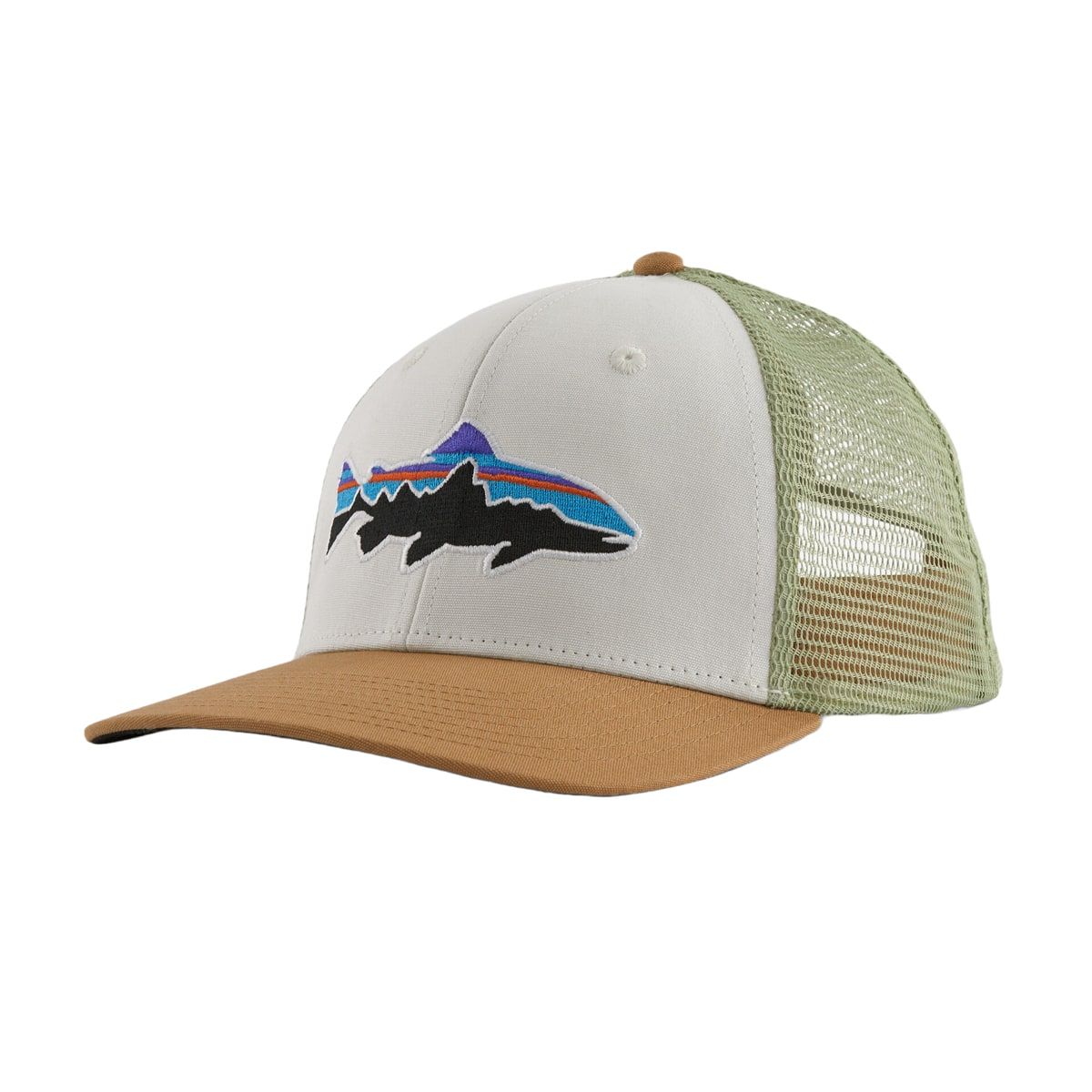 Patagonia Fitz Roy Trout Trucker Hat White W/Classic Tan